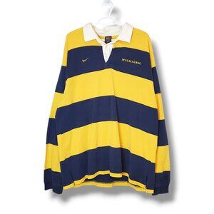 Vintage 90s Michigan University Wolverines Nike Long sleeve Rugby Shirt Size 2XL